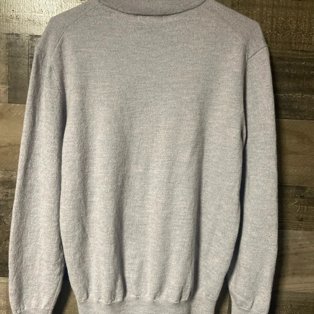 Collars & Co Australian Merino Wool Light Gray 1/4Zip Sweater Pullover XL